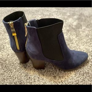 Navy and Black heeled booties- Suede